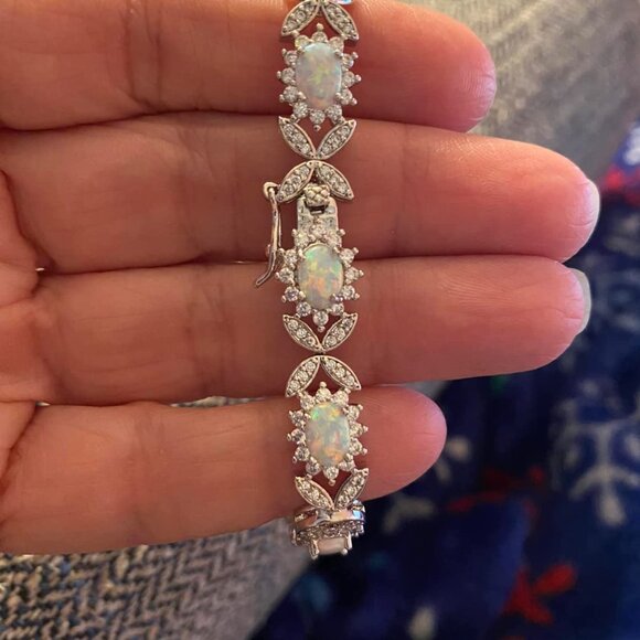 Neiman Marcus 18K Gold Plated Opal Tennis Bracelet - Picture 5 of 6